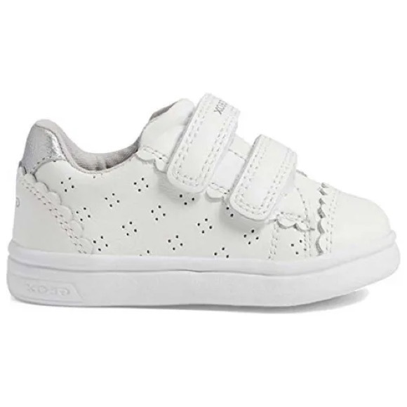 🩶GEOX RESPIRA DJROCK NAPPA LEATHER VELCRO SNEAKERS WHITE SILVER 25 8.5 US - Picture 1 of 12